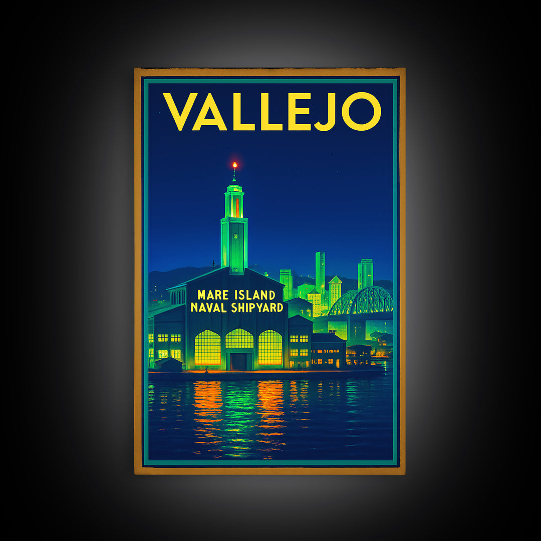 Vallejo Travel Poster, Canvas Print, Cyberpunk Style City Art, Vallejo City Art, Retro Travel Print, Gift For Travelers, Travel Wall Decor