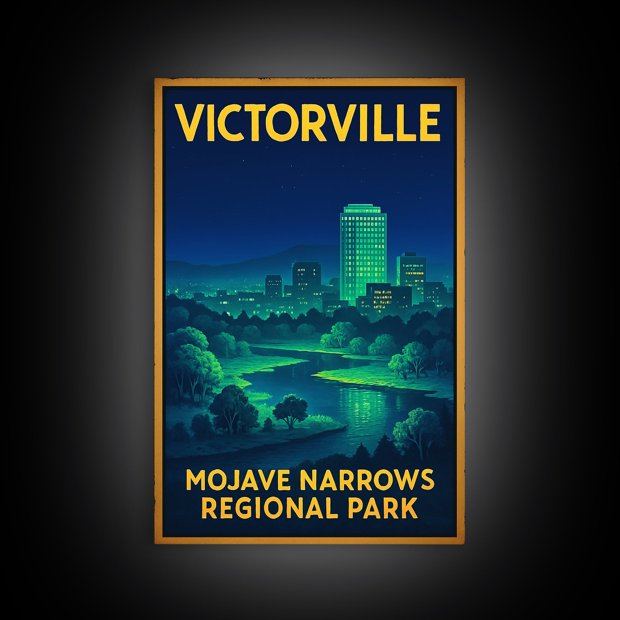 Victorville Travel Poster, Framed Canvas Print, Cyberpunk Style City Art, Victorville Wall Art, Eclectic Wall Decor, Wanderlust Decor