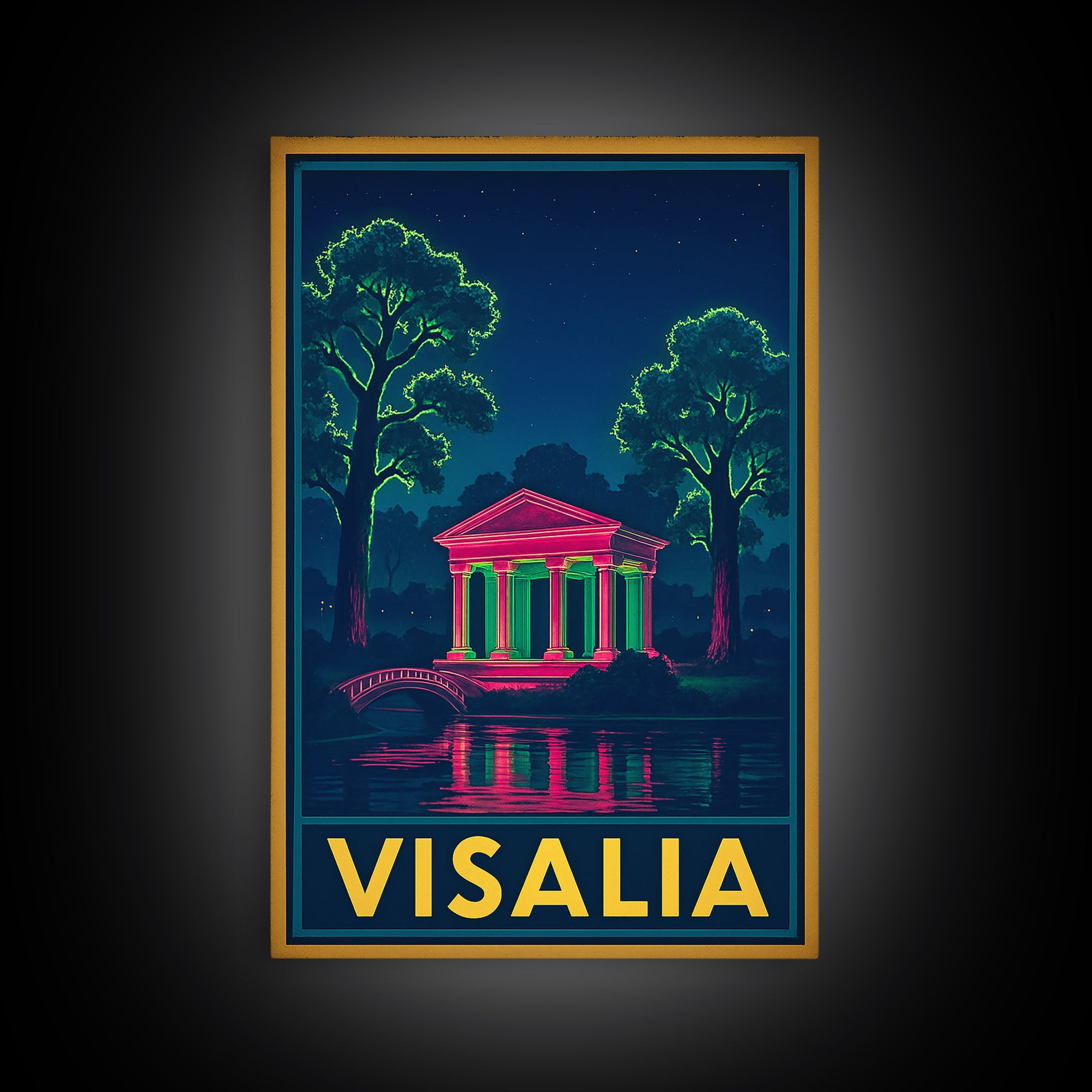 Visalia California Travel Poster, Canvas Print, Cyberpunk Style City Art, Visalia Wall Art, Home Office Decor, Travel Art Print, Wall Art