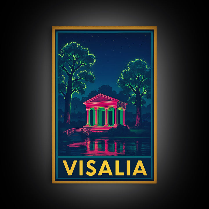 Visalia California Travel Poster, Canvas Print, Cyberpunk Style City Art, Visalia Wall Art, Home Office Decor, Travel Art Print, Wall Art