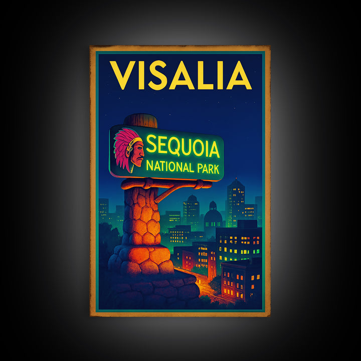 Visalia Travel Poster, Canvas Print, Cyberpunk Style City Art, Visalia Wall Art, City Travel Prints, Home Office Decor, City Art Print
