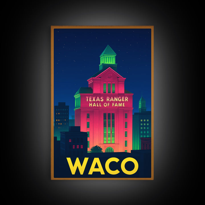 Waco Texas Travel Poster, Canvas Print, Cyberpunk Style City Art, Waco Travel Art, Travel Wall Art, City Art Print, Home Office Decor