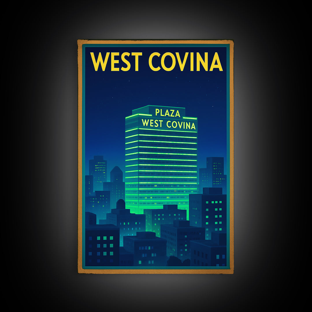 West Covina Travel Poster, Canvas Print, Cyberpunk Style City Art, West Covina City Art, Travel Poster Set, Travel Wall Art, Poster Print