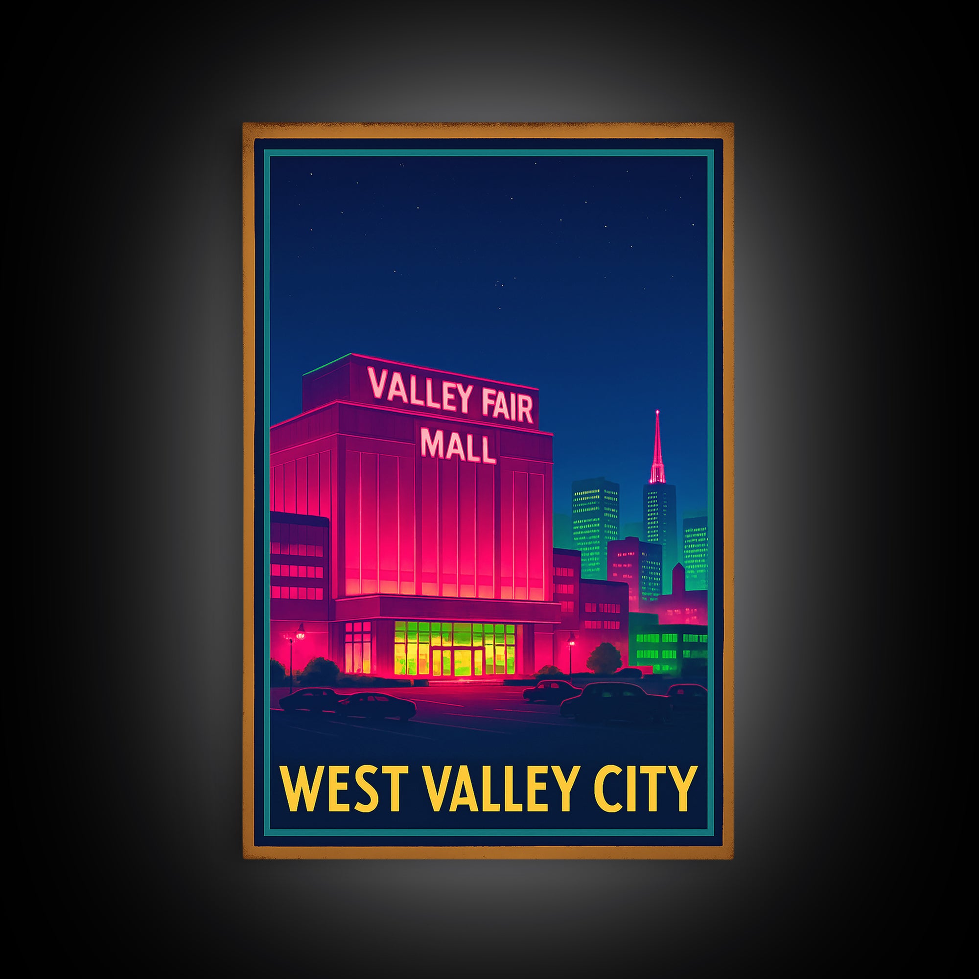 West Valley City Utah Travel Poster, Canvas Print, Cyberpunk Style City Art, West Valley City Poster Print, Poster Art, Travel Wall Art