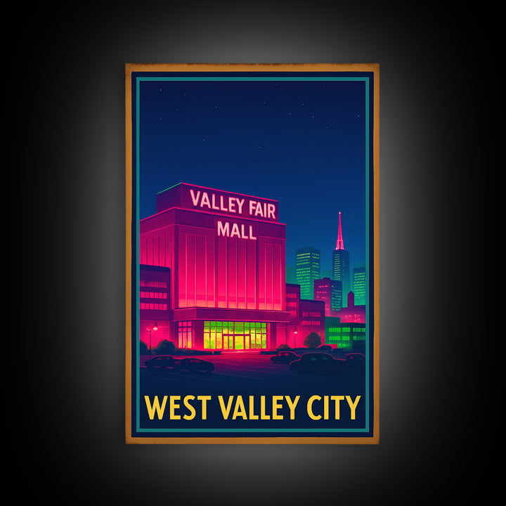 West Valley City Utah Travel Poster, Canvas Print, Cyberpunk Style City Art, West Valley City Poster Print, Poster Art, Travel Wall Art