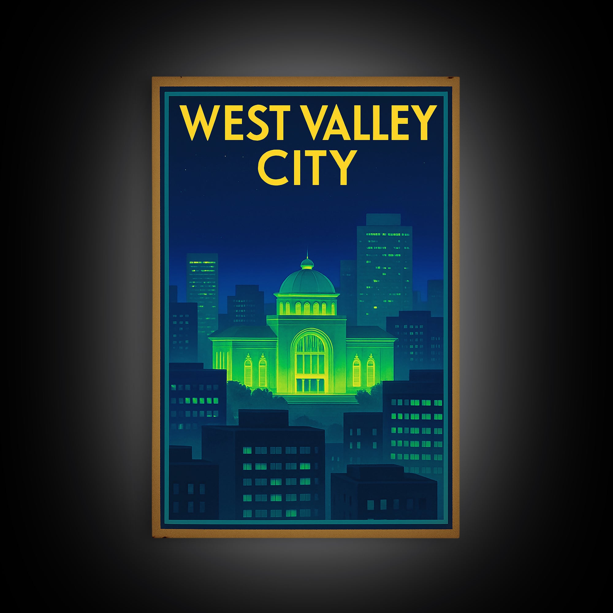 West Valley City Travel Poster, Canvas Print, Cyberpunk Style City Art, West Valley City City Art, Travel Poster Set, Eclectic Wall Decor
