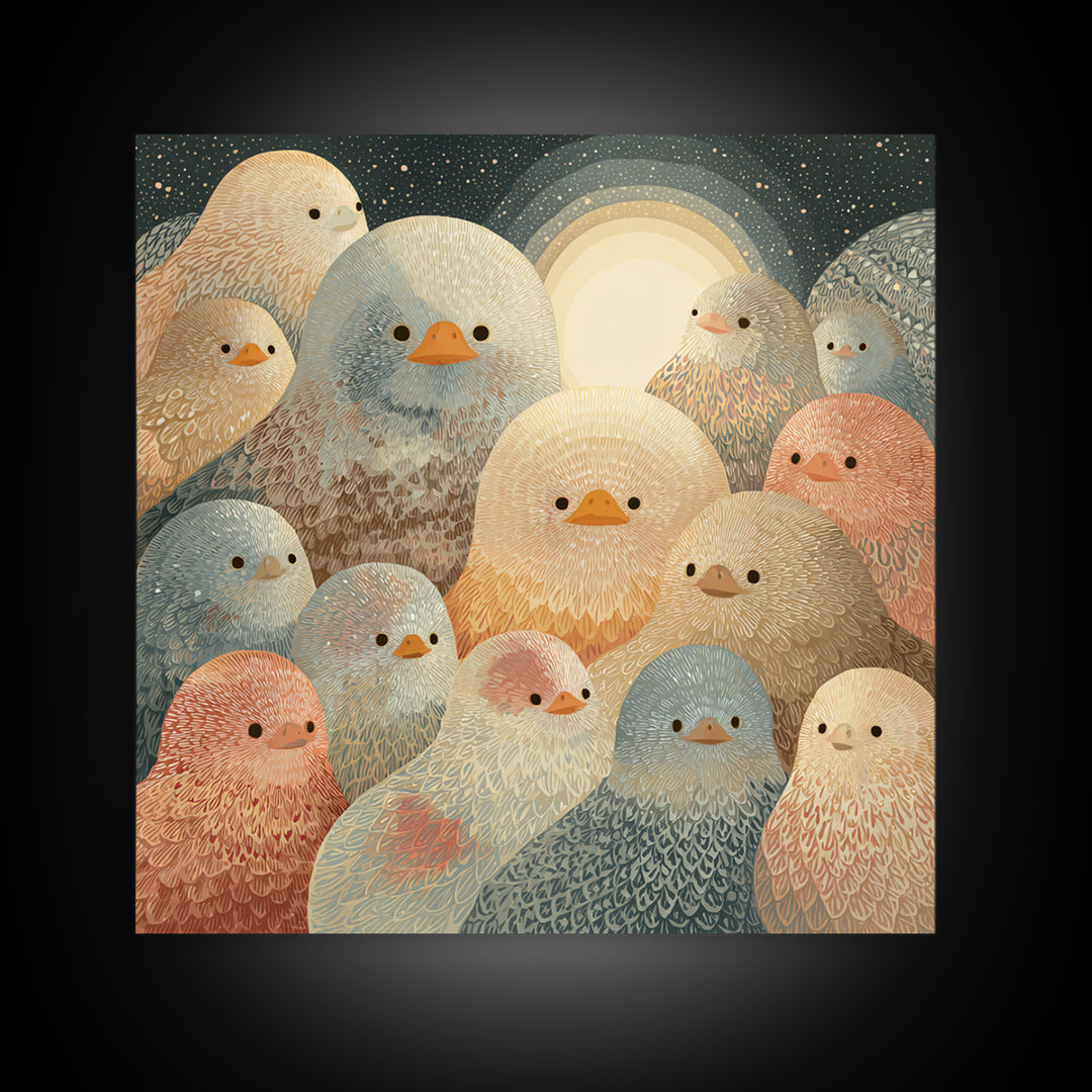 Ducklings Following a Mother Duck Canvas Print, Nursery Art, Playroom Wall Decor, Nursery Decor, Nursery, Modern Decor, NUR-1x1-14