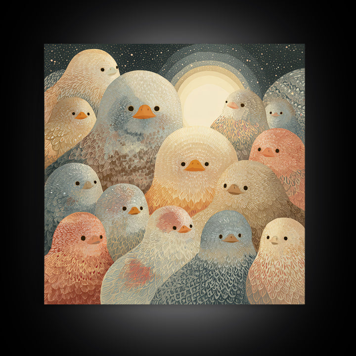 Ducklings Following a Mother Duck Canvas Print, Nursery Art, Playroom Wall Decor, Nursery Decor, Nursery, Modern Decor, NUR-1x1-14
