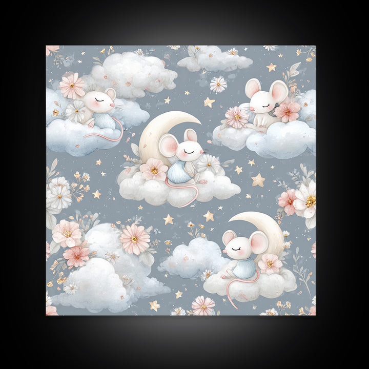 Ballet Mouse in Storybook Style Canvas Print, Nursery Art, Wall Hangings, Nursery Decor, Nursery, Digital Download Art, NUR-1x1-20