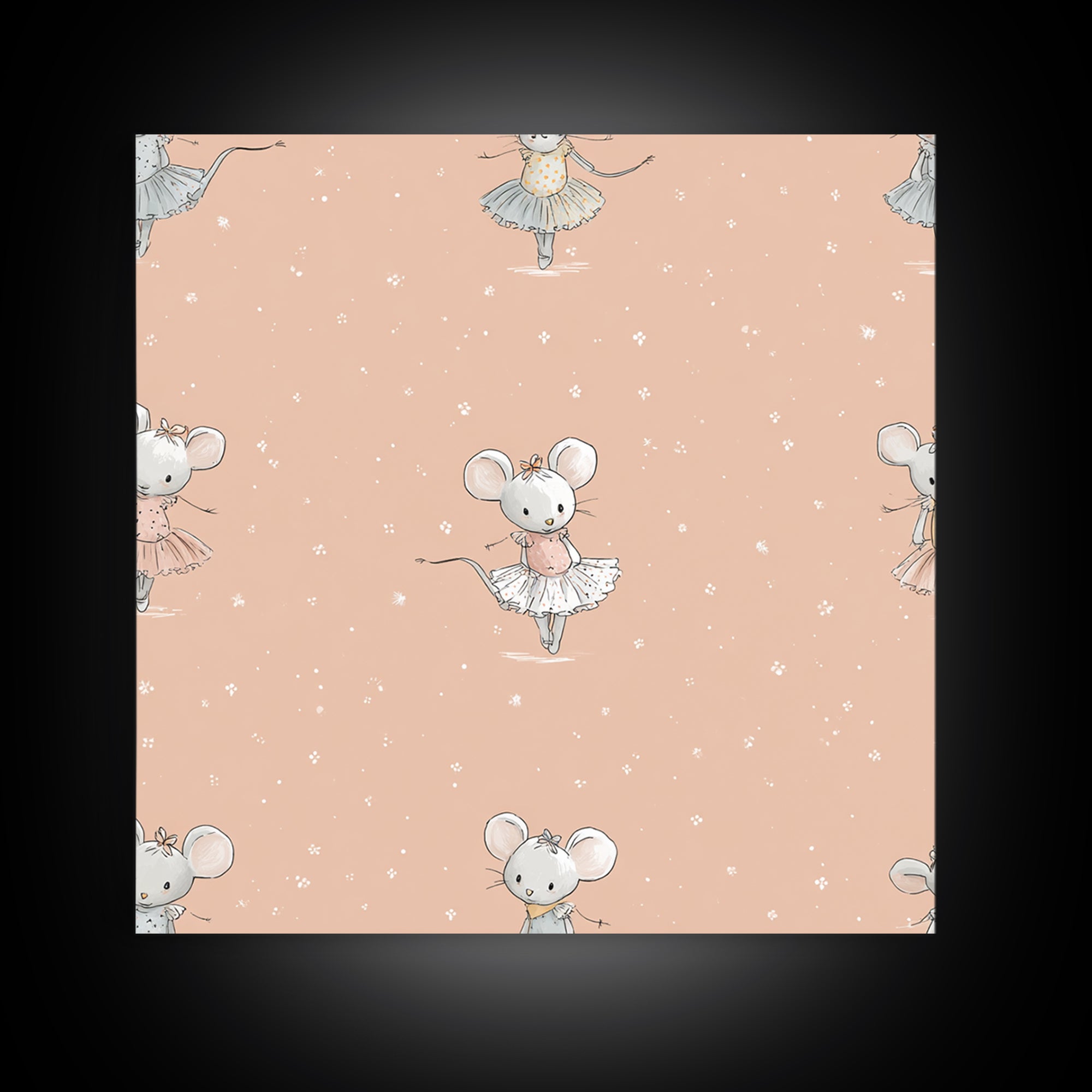 Ballet Mouse in Storybook Style Framed Canvas Print, Nursery Art, Nursery Wall Decor, Nursery Decor, Fine Art, Nursery, NUR-1x1-44