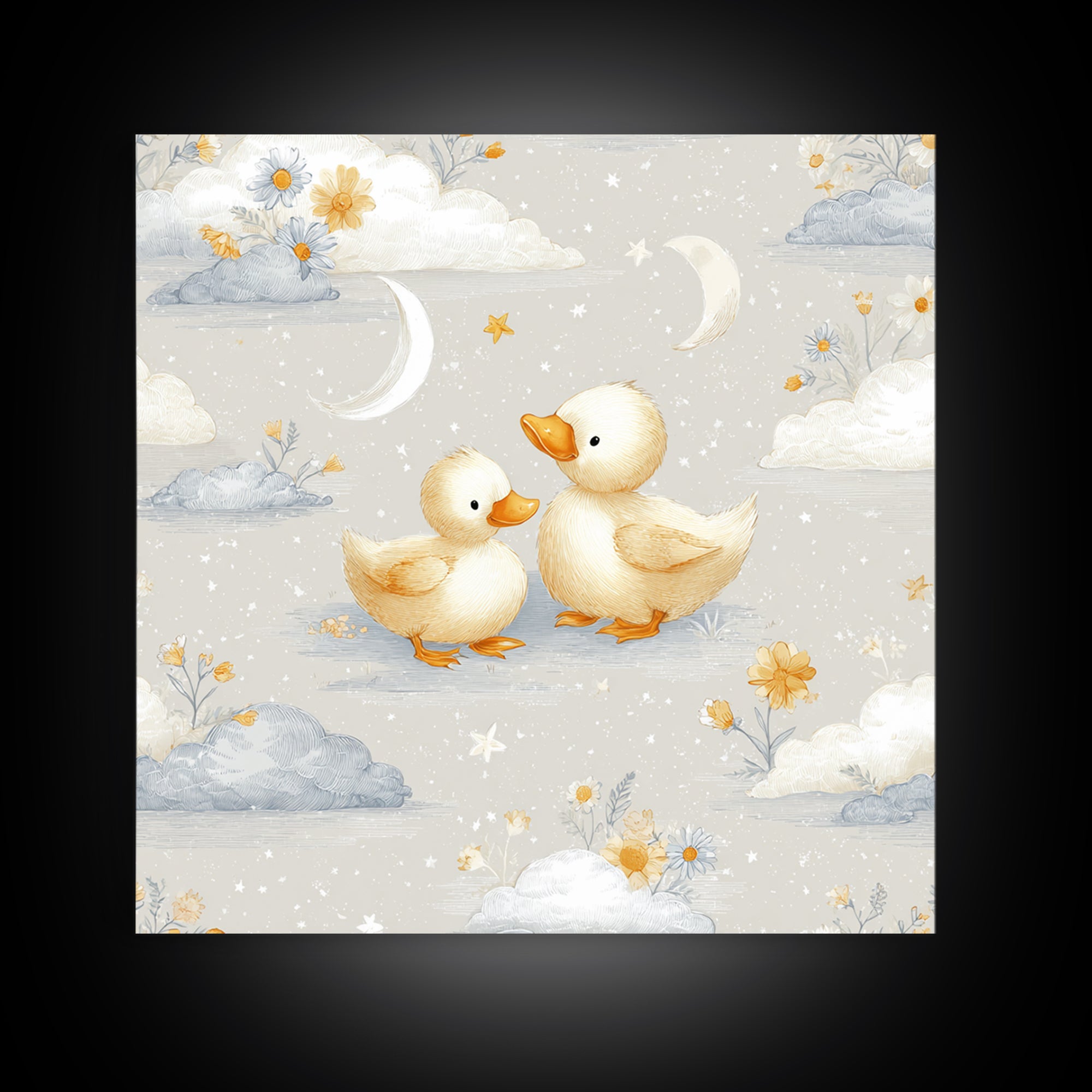 Ducklings Following a Mother Duck Canvas Print, Nursery Art, Neutral Decor, Nursery Decor, Fine Art, Nursery, Wall Decor, NUR-1x1-86