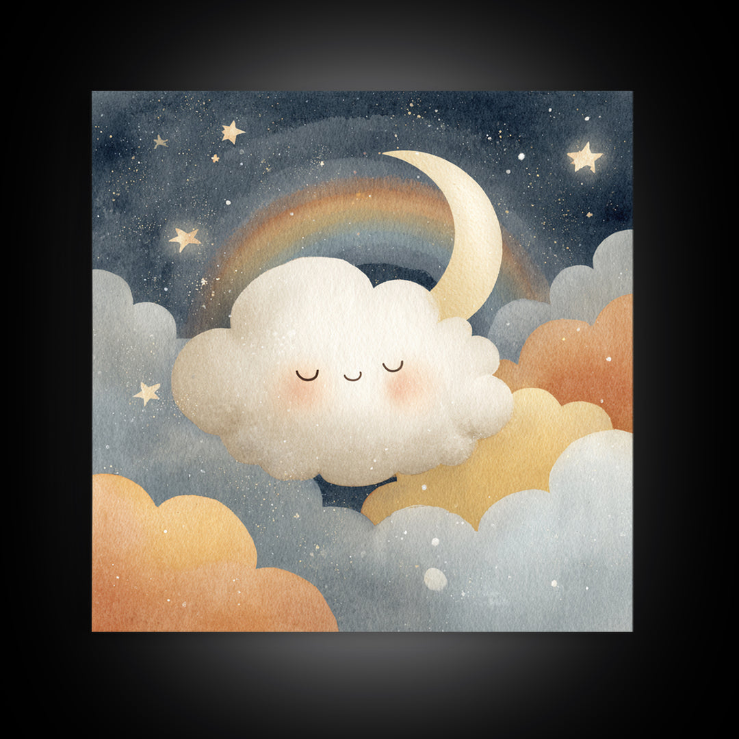 Moon and Stars Canvas Print, Nursery Art, Wall Art, Nursery Decor, Fine Art, Nursery, Nursery Prints, Playroom Decor, NUR-1x1-99