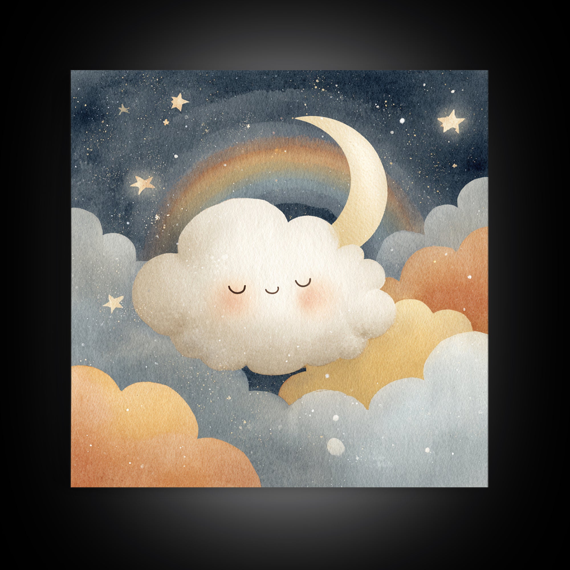 Moon and Stars Canvas Print, Nursery Art, Wall Art, Nursery Decor, Fine Art, Nursery, Nursery Prints, Playroom Decor, NUR-1x1-99