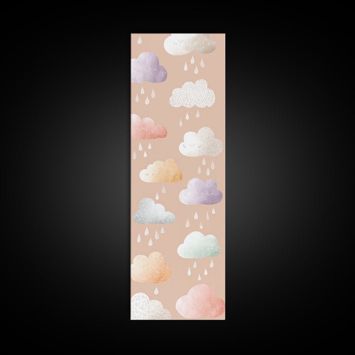 Clouds and Raindrops Canvas Print, Nursery Art, Woodland Nursery, Nursery Decor, Nursery, Gallery Decor, Neutral Decor, NUR-1x3-10