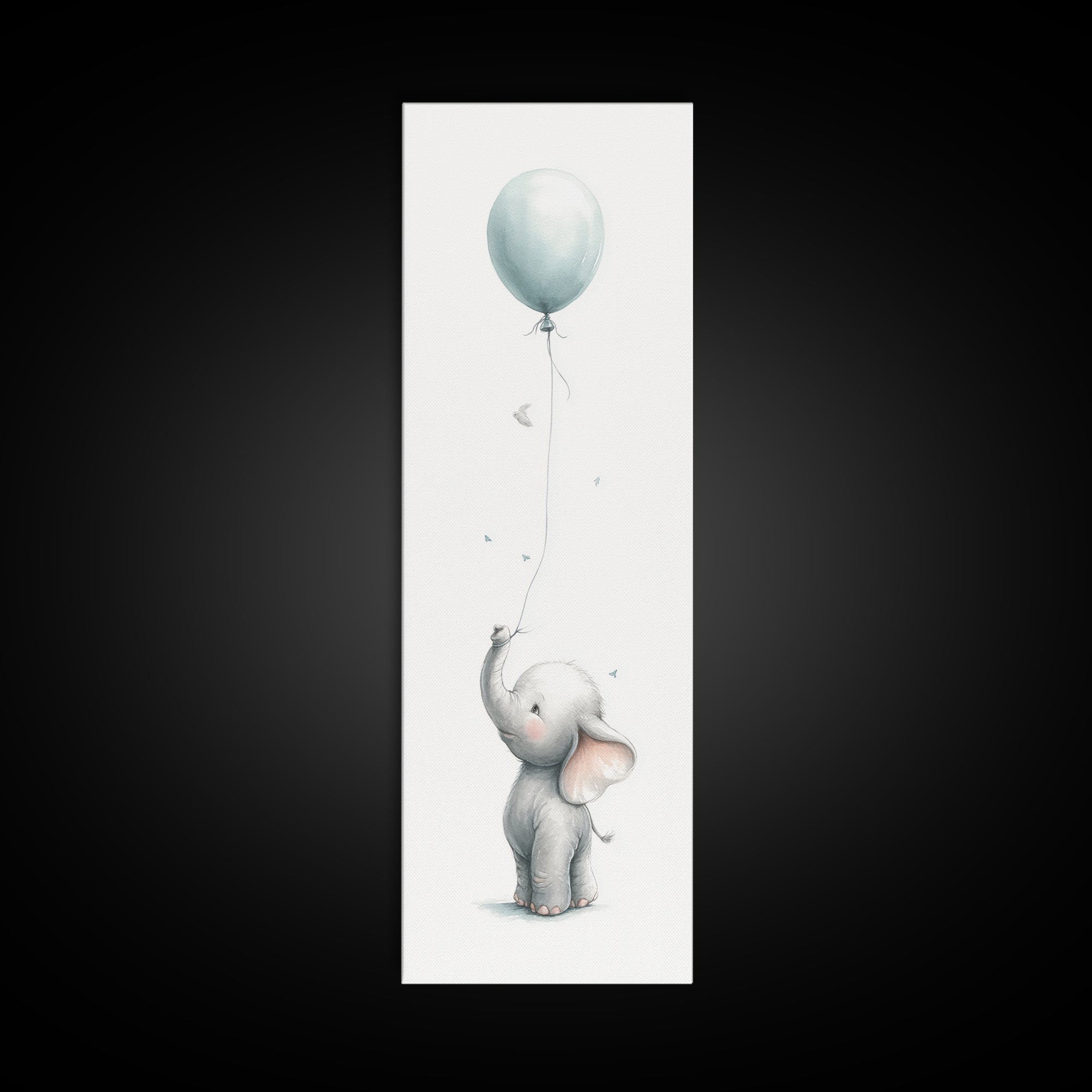 Sleepy Baby Elephant Holding a Tiny Balloon Canvas Print, Nursery Art, Fine Art Print, Nursery Decor, Fine Art, Nursery, NUR-1x3-13