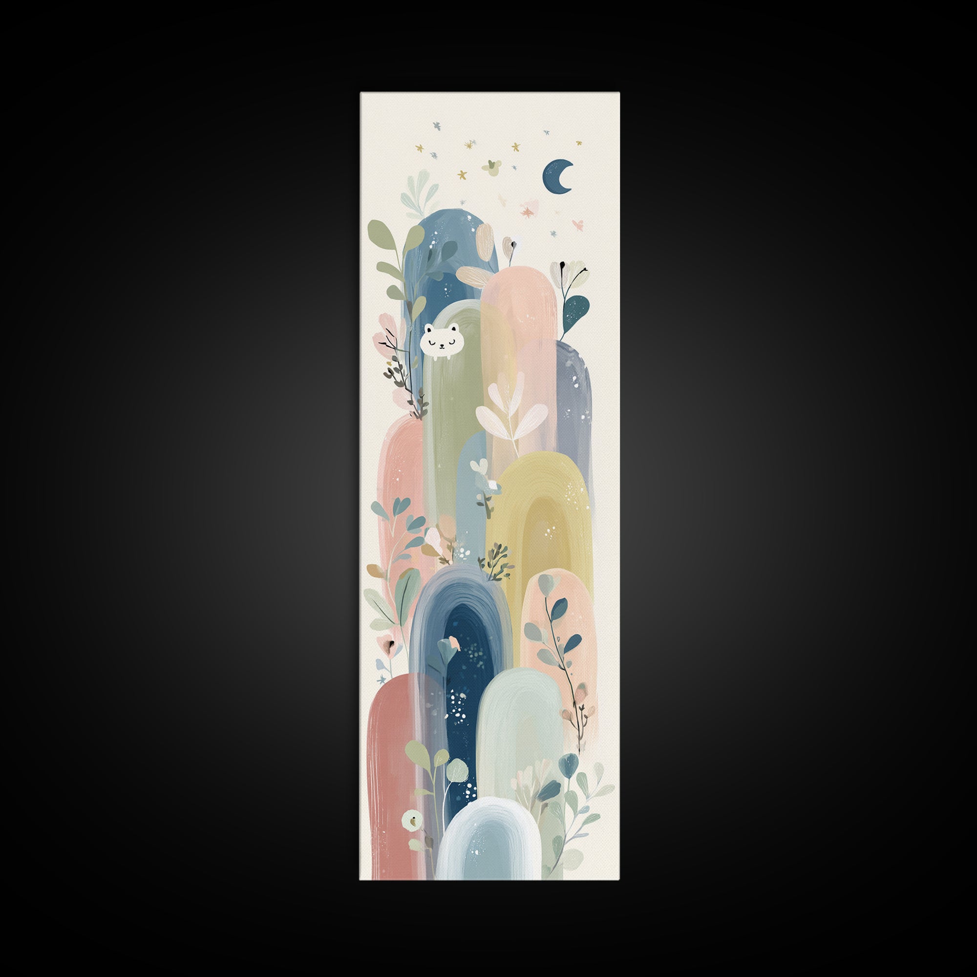 Rainbow Arch with Muted Nursery Colors Framed Canvas Print, Nursery Art, Art Print, Nursery Decor, Fine Art, Nursery, NUR-1x3-19
