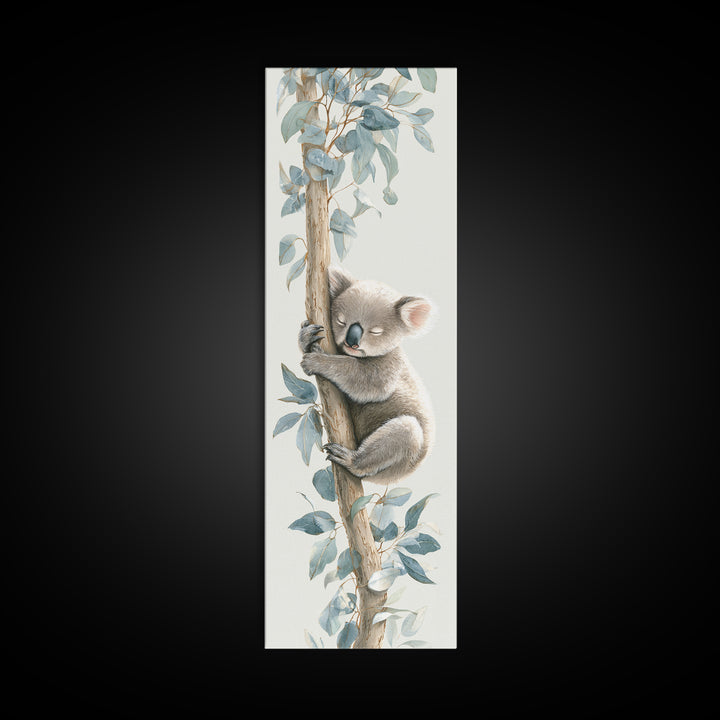 Sleeping Koala on Eucalyptus Branch Canvas Print, Nursery Art, Digital Art, Nursery Decor, Watercolor Art, Nursery, NUR-1x3-25