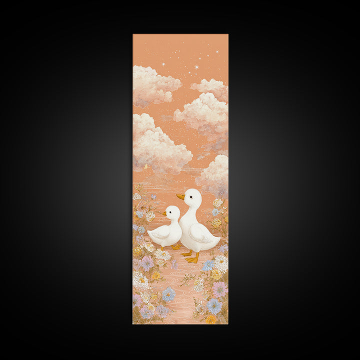 Ducklings Following a Mother Duck Canvas Print, Nursery Art, Playroom Wall Art, Nursery Decor, Nursery, Statement Artwork, NUR-1x3-26
