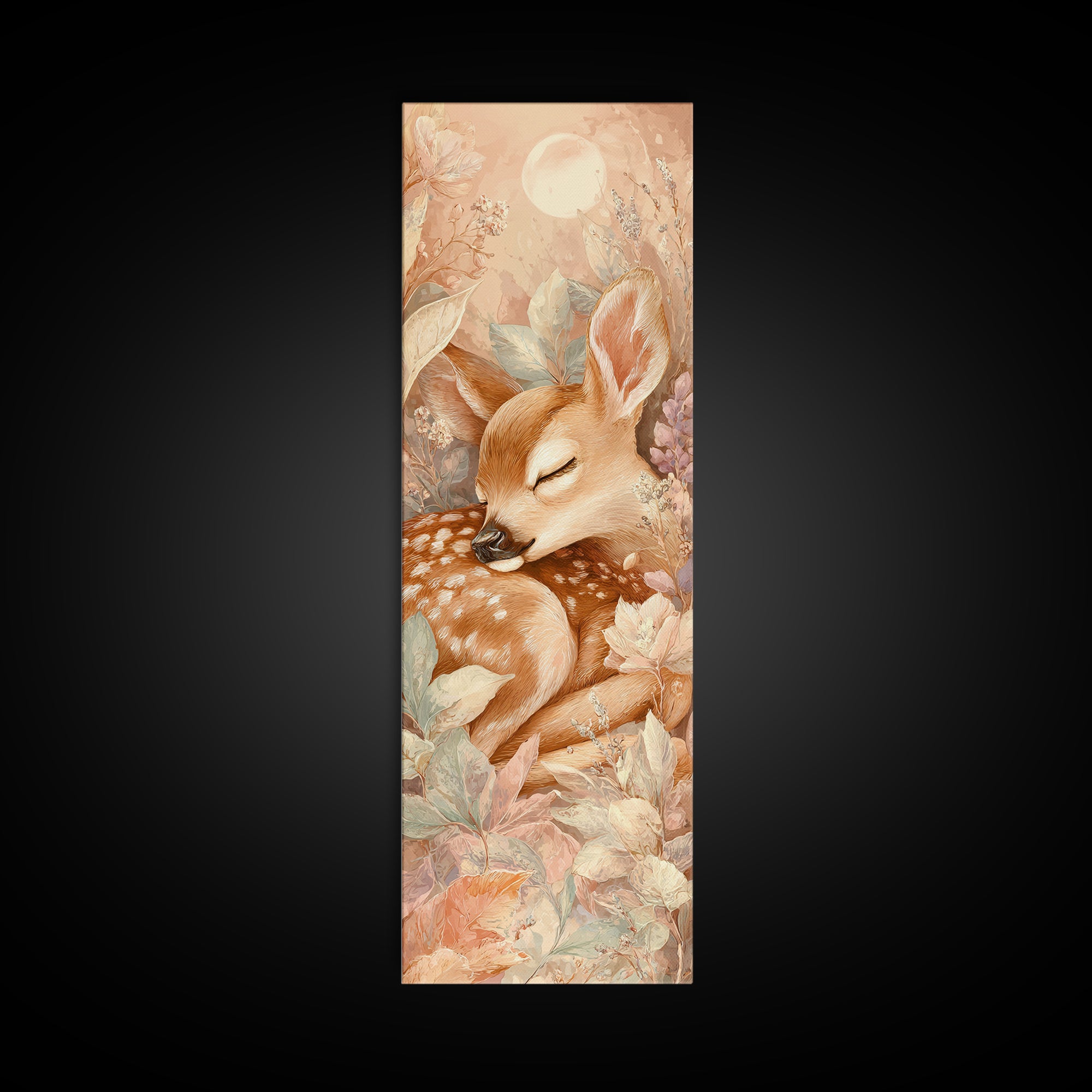 Deer Fawn Sleeping Canvas Print, Nursery Art, Wall Art, Nursery Decor, Fine Art, Nursery, Nursery Prints, Playroom Decor, NUR-1x3-35
