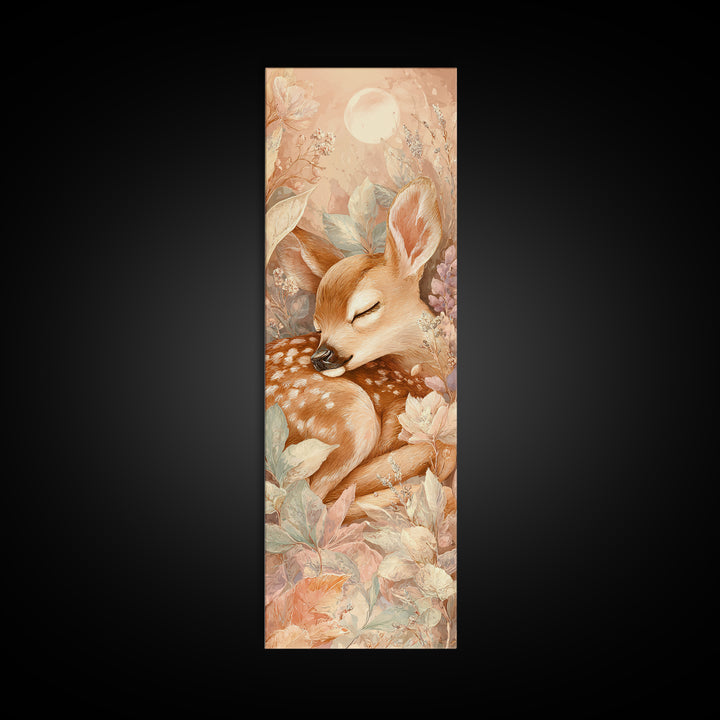 Deer Fawn Sleeping Canvas Print, Nursery Art, Wall Art, Nursery Decor, Fine Art, Nursery, Nursery Prints, Playroom Decor, NUR-1x3-35