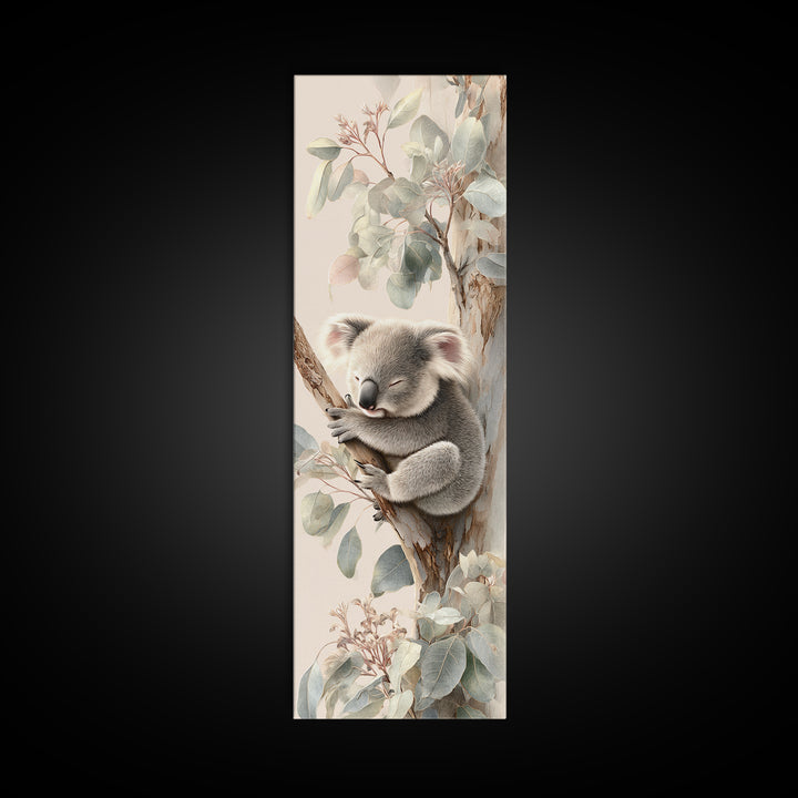 Sleeping Koala on Eucalyptus Branch Canvas Print, Nursery Art, Wall Hangings, Nursery Decor, Oil Painting, Nursery, NUR-1x3-73