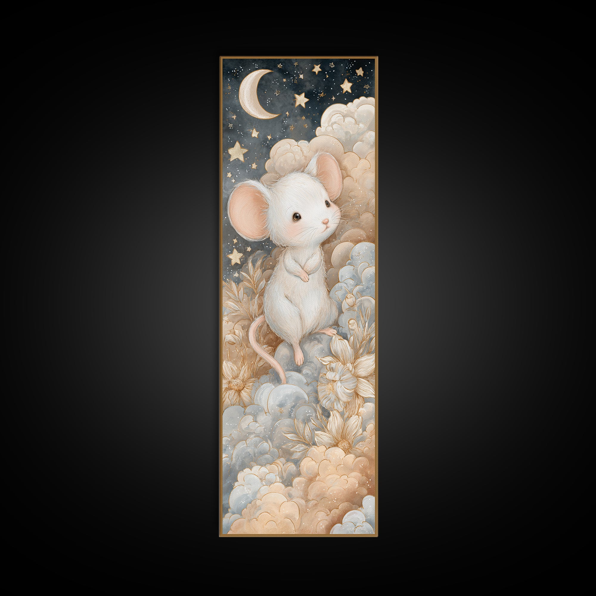 Ballet Mouse in Storybook Style Framed Canvas Print, Nursery Art, Fine Art Print, Nursery Decor, Fine Art, Nursery, Digital Art, NUR-1x3-8