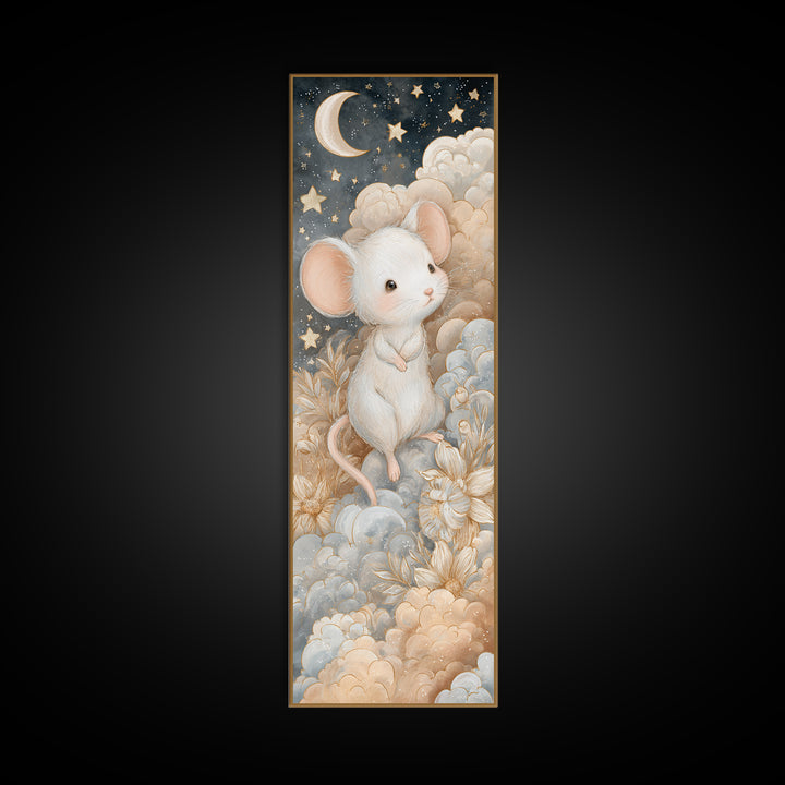 Ballet Mouse in Storybook Style Framed Canvas Print, Nursery Art, Fine Art Print, Nursery Decor, Fine Art, Nursery, Digital Art, NUR-1x3-8