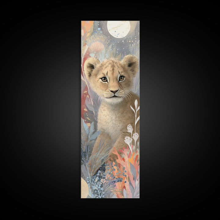 Lion Cub with Soft Golden Mane Canvas Print, Nursery Art, Minimalist Decor, Nursery Decor, Nursery, Nursery Wall Decor, NUR-1x3-93