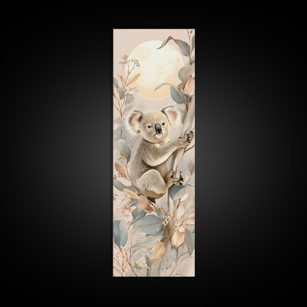Sleeping Koala on Eucalyptus Branch Canvas Print, Nursery Art, Kids Room Art, Nursery Decor, Fine Art, Nursery, NUR-1x3-97
