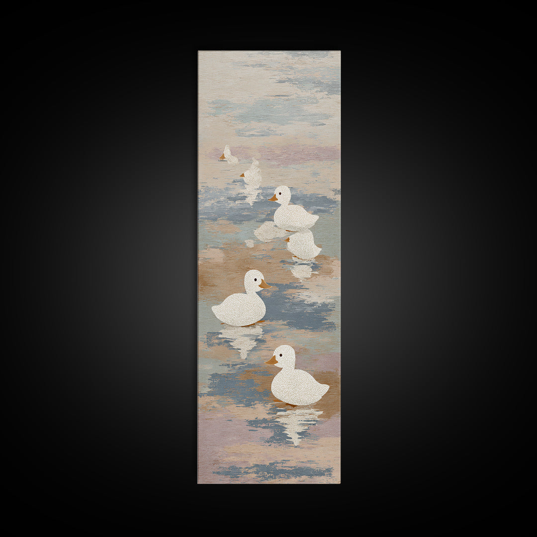 Ducklings Following a Mother Duck Canvas Print, Nursery Art, Fine Art Print, Nursery Decor, Fine Art, Nursery, Digital Art, NUR-1x3-98