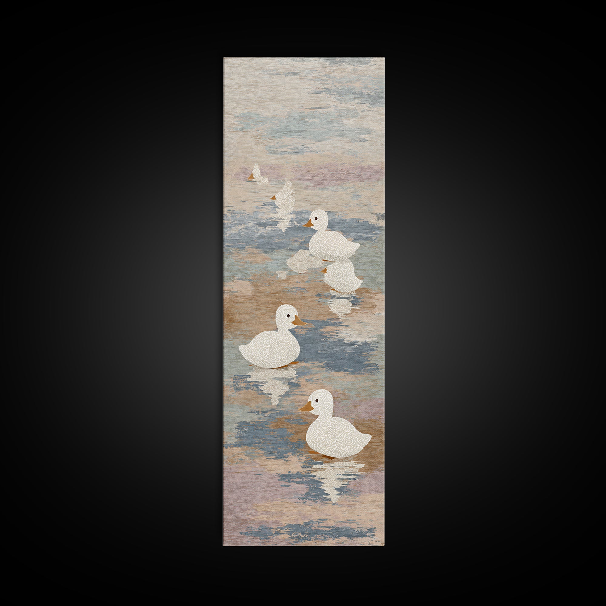 Ducklings Following a Mother Duck Canvas Print, Nursery Art, Fine Art Print, Nursery Decor, Fine Art, Nursery, Digital Art, NUR-1x3-98