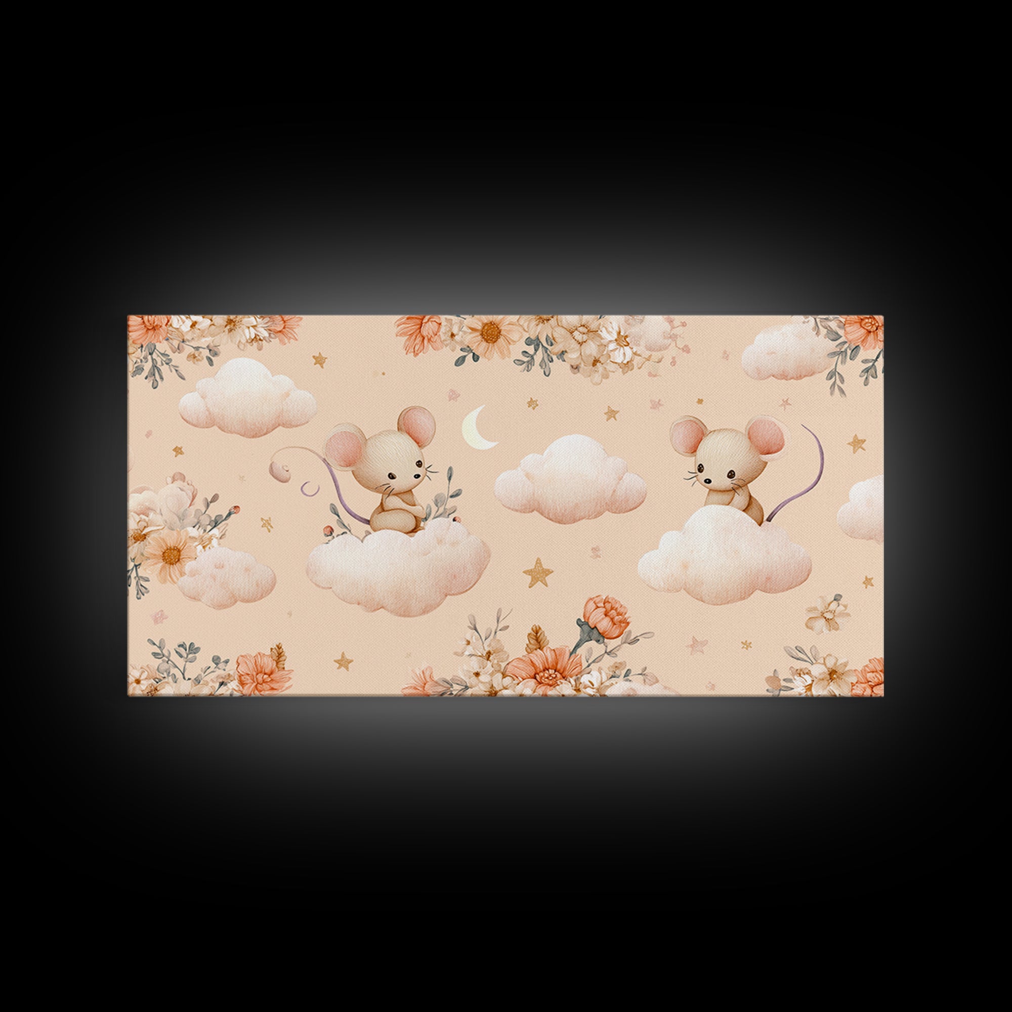 Ballet Mouse in Storybook Style Framed Canvas Print, Nursery Art, Modern Decor, Nursery Decor, Fine Art, Nursery, Art Print, NUR-2x1-16