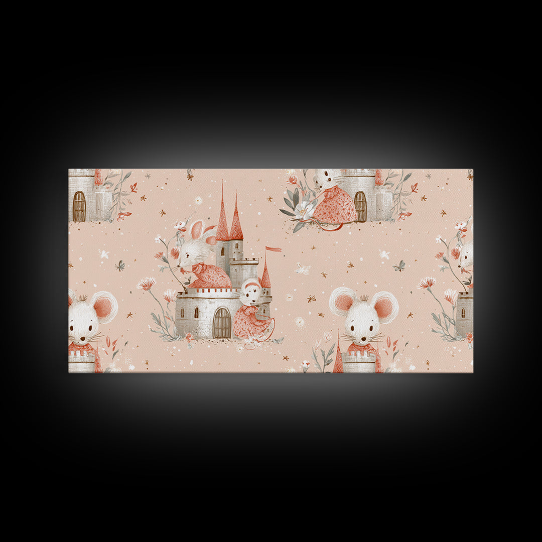 Ballet Mouse in Storybook Style Framed Canvas Print, Nursery Art, Nursery Prints, Nursery Decor, Nursery, Kids Wall Decor, NUR-2x1-88