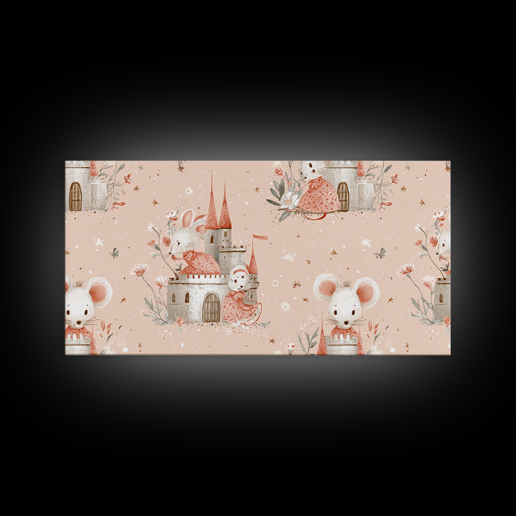 Ballet Mouse in Storybook Style Framed Canvas Print, Nursery Art, Nursery Prints, Nursery Decor, Nursery, Kids Wall Decor, NUR-2x1-88
