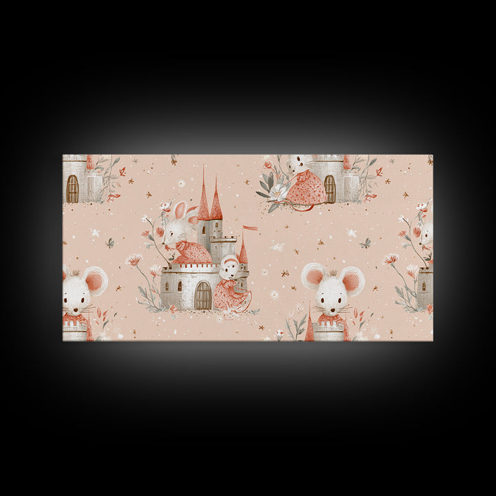 Ballet Mouse in Storybook Style Framed Canvas Print, Nursery Art, Nursery Prints, Nursery Decor, Nursery, Kids Wall Decor, NUR-2x1-88