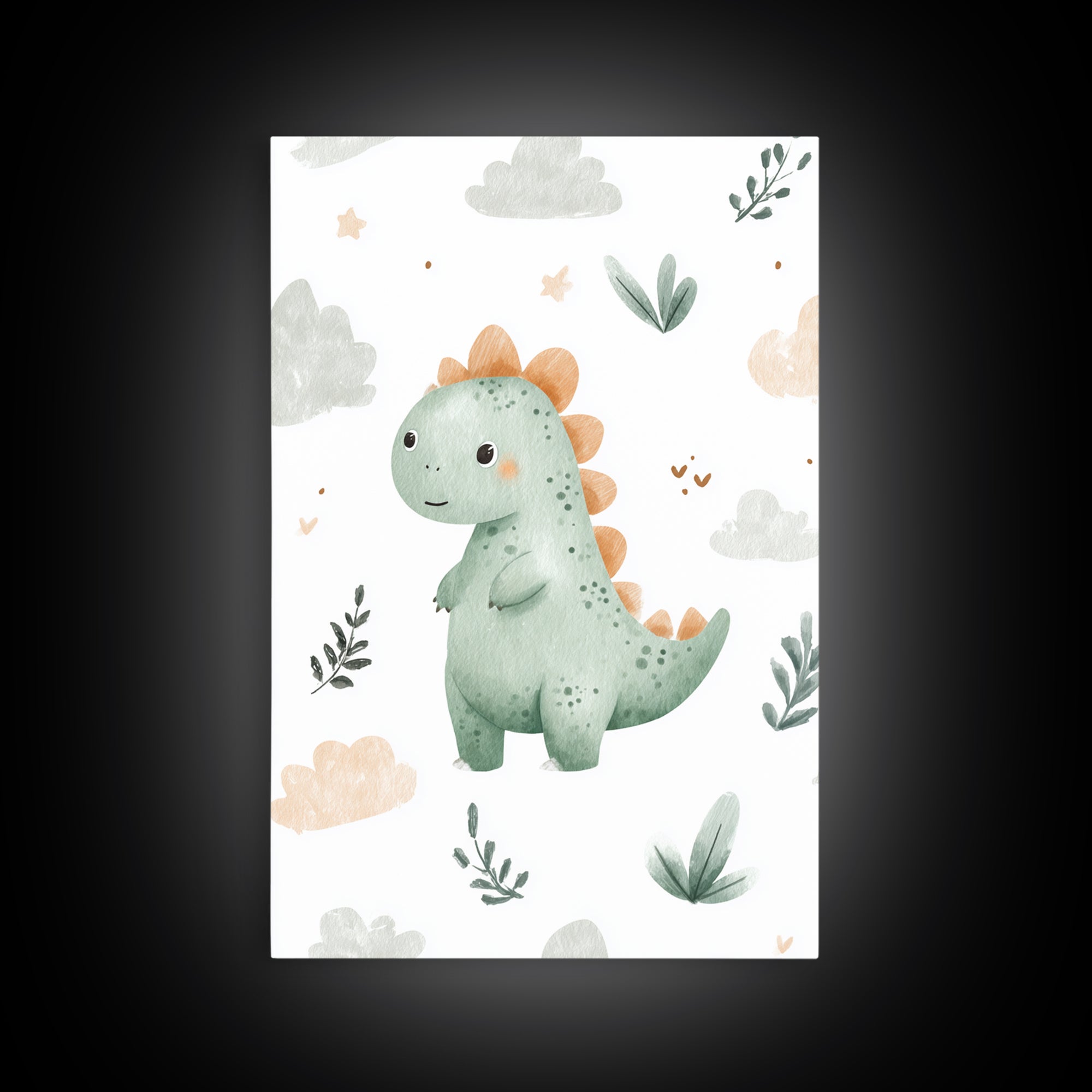 Tiny Dinosaur with Friendly Expression Canvas Print, Nursery Art, Luxury Decor, Nursery Decor, Nursery, Nursery Wall Art, NUR-2x3-23