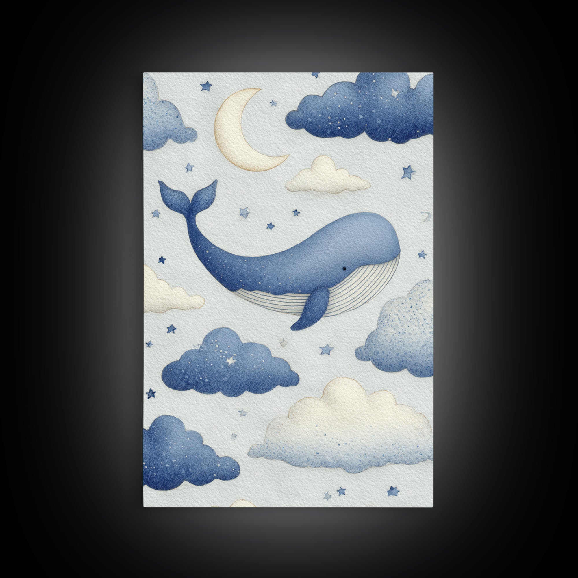 Whale and Tiny Stars Canvas Print, Nursery Art, Modern Decor, Nursery Decor, Fine Art, Nursery, Art Print, Digital Art, NUR-2x3-40
