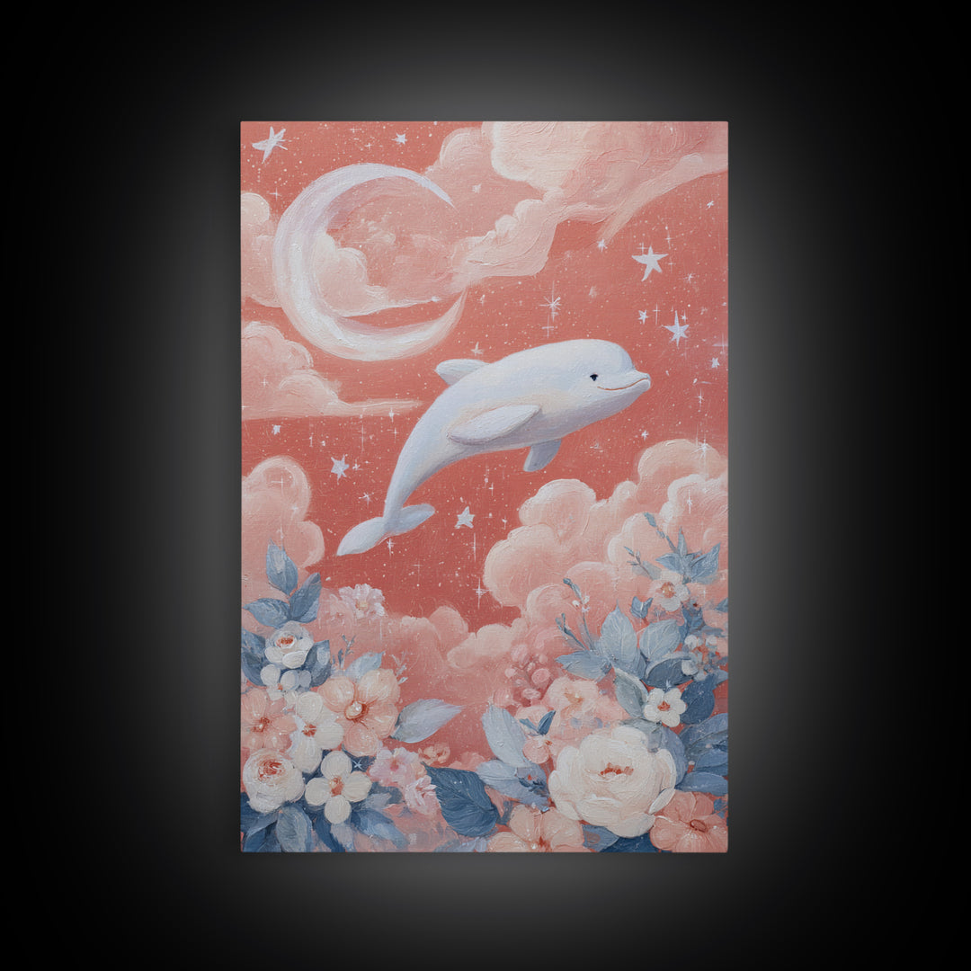 Friendly Ocean Creatures Framed Canvas Print, Nursery Art, Gallery Decor, Nursery Decor, Fine Art, Nursery, Wall Art, NUR-2x3-56
