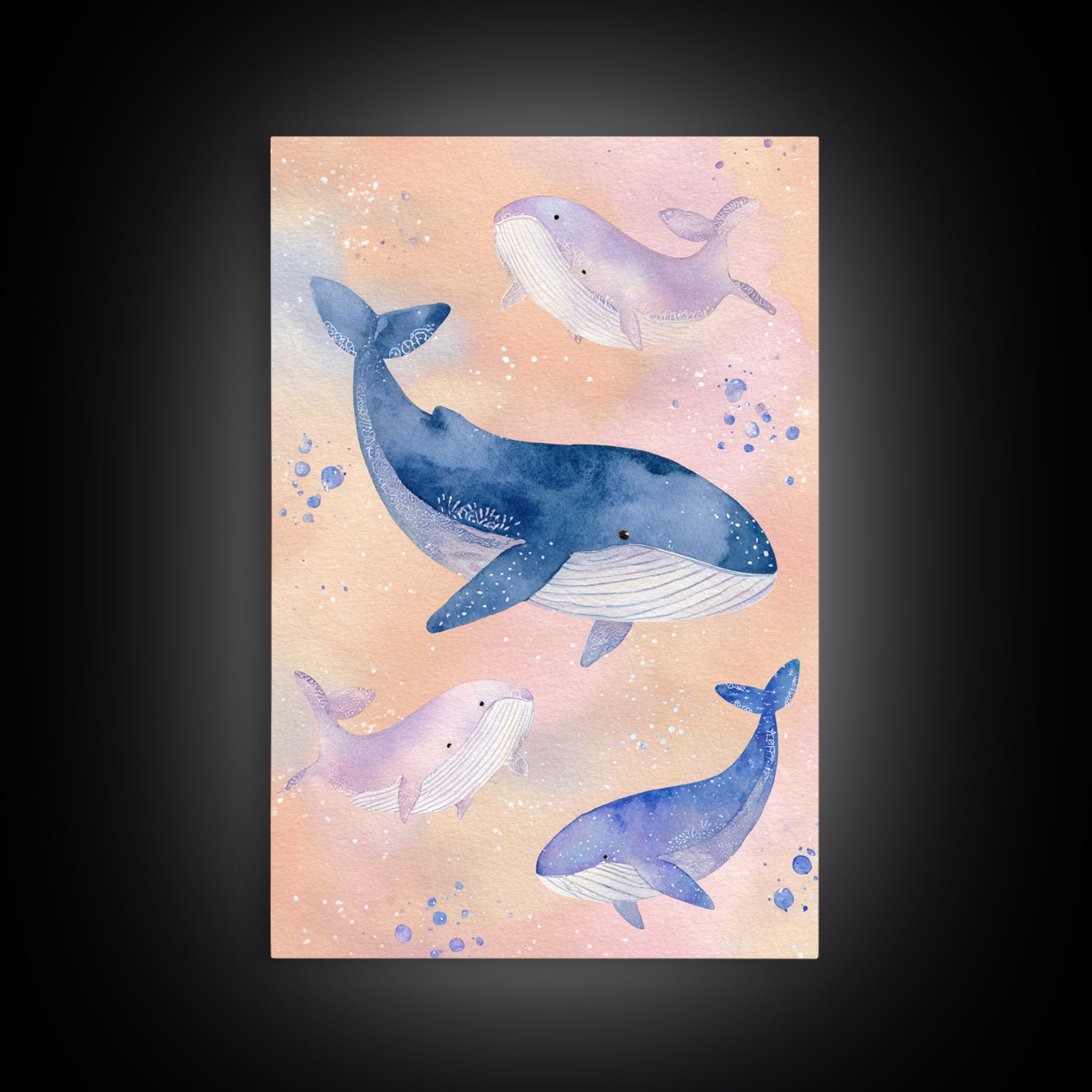 Whale and Tiny Stars Framed Canvas Print, Nursery Art, Room Decor, Nursery Decor, Nursery, Printable Art, Wall Art Print, NUR-2x3-64