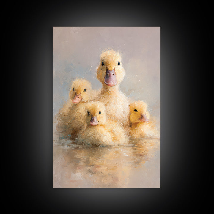 Ducklings Following a Mother Duck Canvas Print, Nursery Art, Art Print, Nursery Decor, Fine Art, Nursery 470, Wall Art Set of, NUR-2x3-70