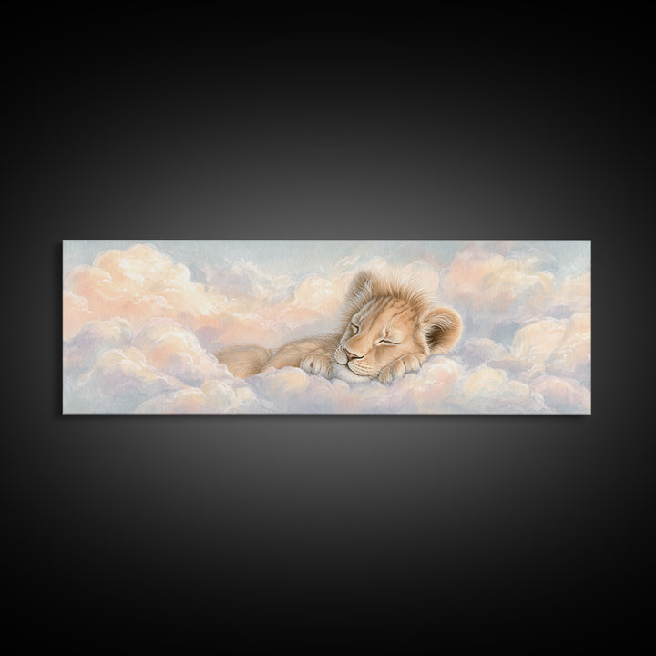 Lion Cub with Soft Golden Mane Canvas Print, Nursery Art, Woodland Nursery, Nursery Decor, Abstract Art, Nursery, Gallery Decor, NUR-3x1-25