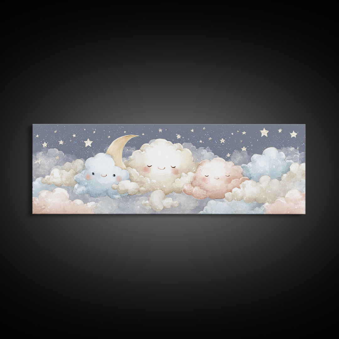 Moon and Stars Canvas Print, Nursery Art, Room Decor, Nursery Decor, Fine Art, Nursery, Printable Art, Wall Art Print, NUR-3x1-91