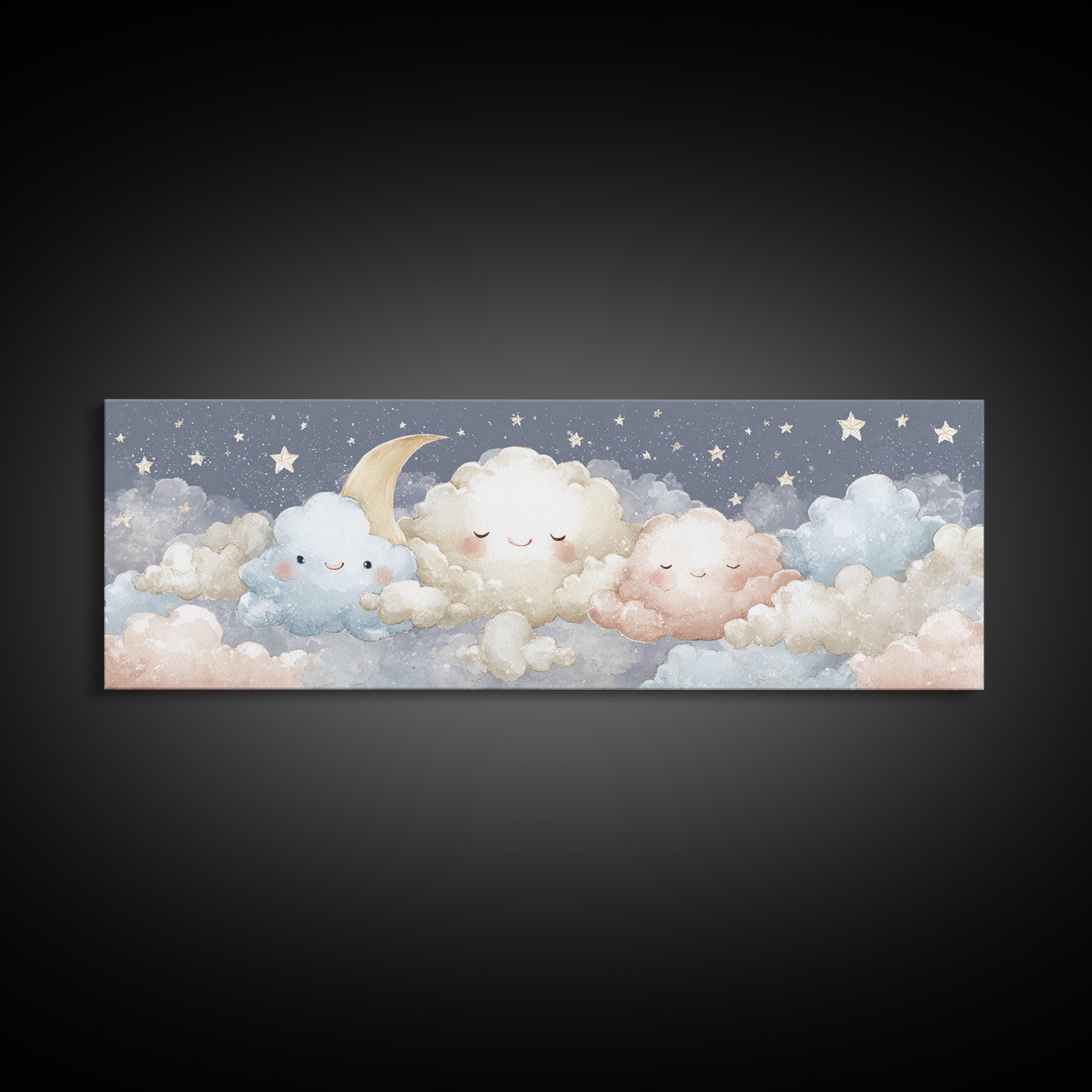 Moon and Stars Canvas Print, Nursery Art, Room Decor, Nursery Decor, Fine Art, Nursery, Printable Art, Wall Art Print, NUR-3x1-91