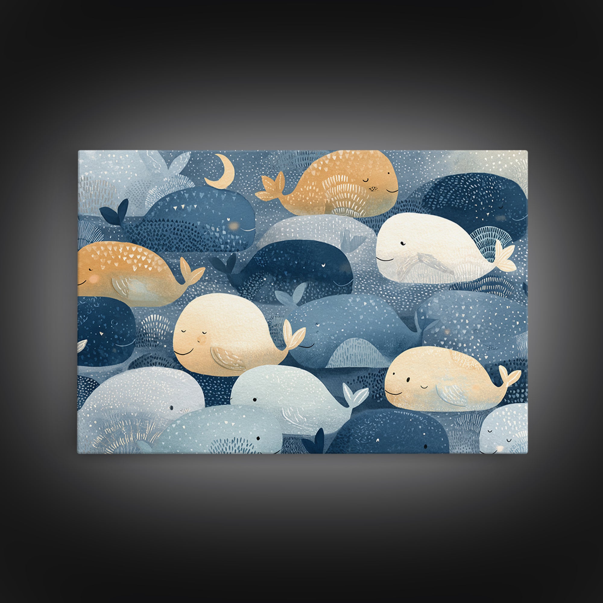 Whale and Tiny Stars Canvas Print, Nursery Art, Nursery Prints, Nursery Decor, Nursery, Kids Wall Decor, Kids Room Wall Art, NUR-3x2-12