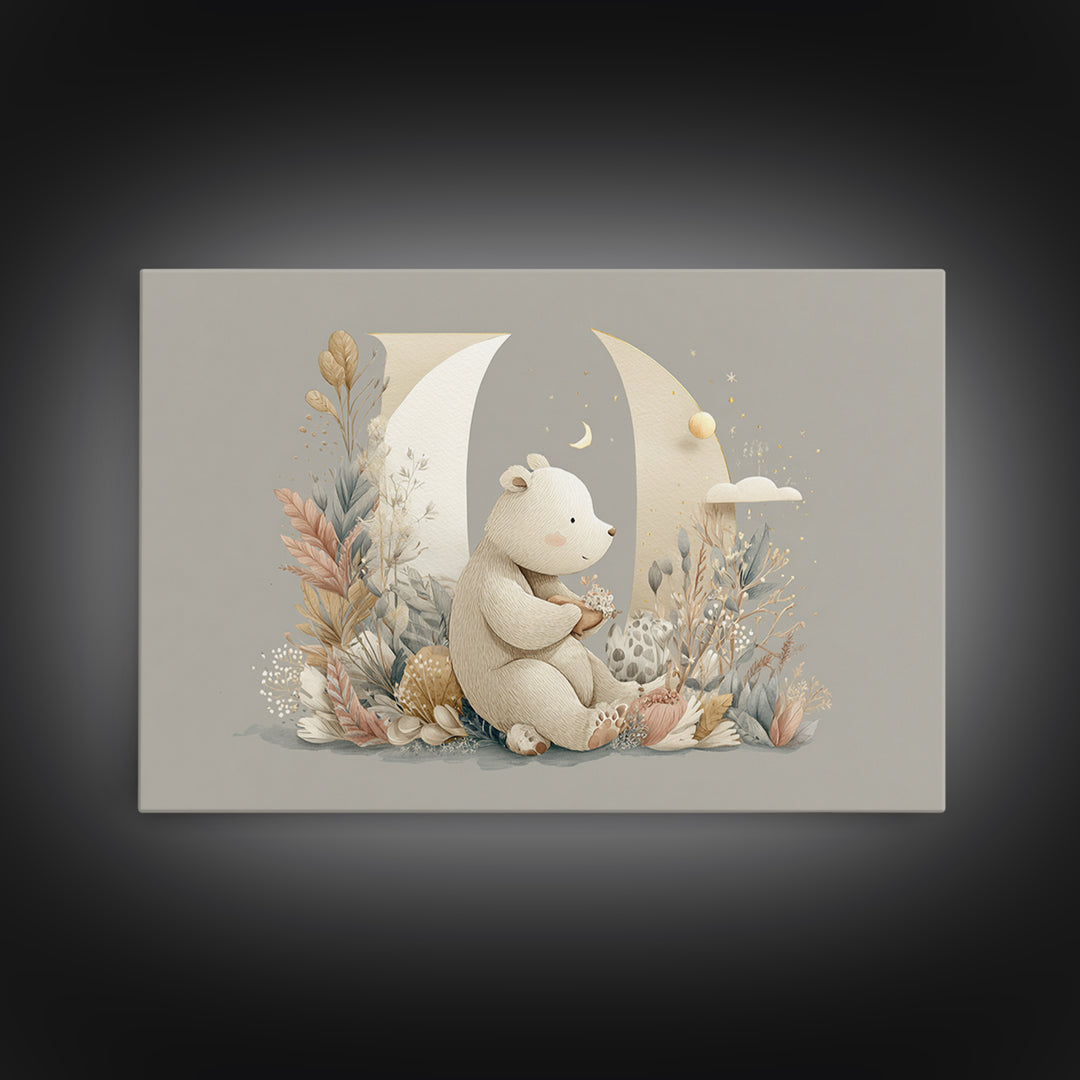 Animal Alphabet Scene Without Readable Letters Framed Canvas Print, Nursery Art, Nursery, Nursery Decor, Fine Art, Nursery, NUR-3x2-15