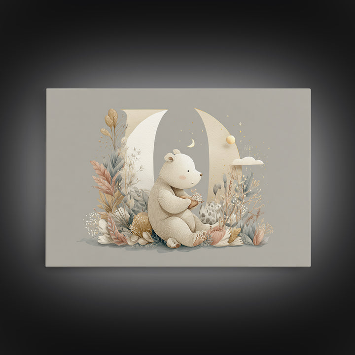 Animal Alphabet Scene Without Readable Letters Framed Canvas Print, Nursery Art, Nursery, Nursery Decor, Fine Art, Nursery, NUR-3x2-15