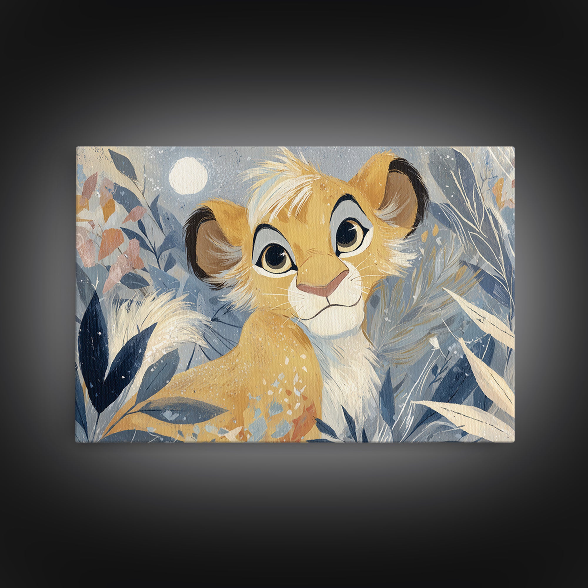 Lion Cub with Soft Golden Mane Canvas Print, Nursery Art, Playroom Wall Decor, Nursery Decor, Oil Painting, Nursery, NUR-3x2-37