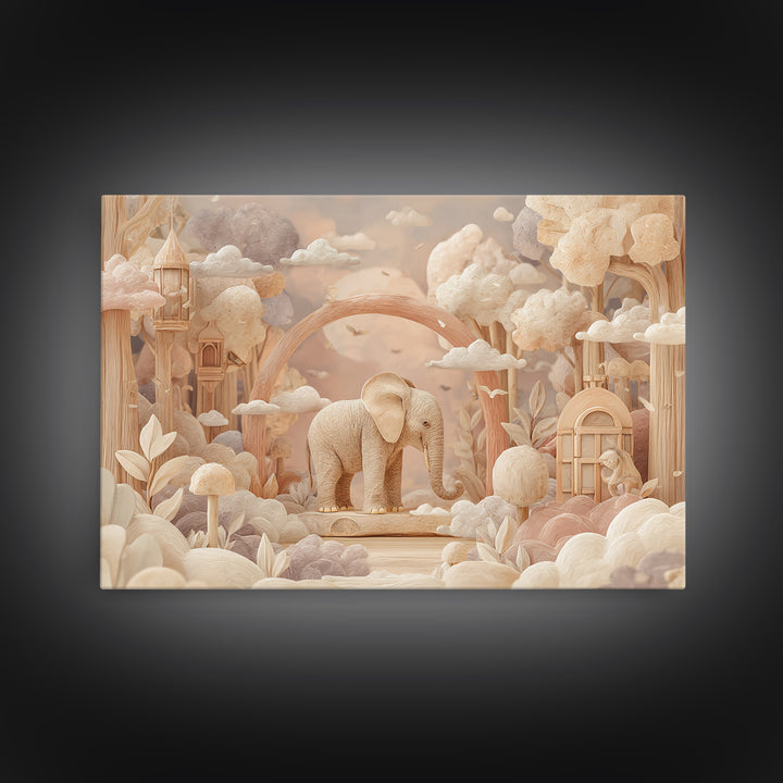 Animal Alphabet Scene Without Readable Letters Framed Canvas Print, Nursery Art, Gallery Decor, Nursery Decor, Nursery, NUR-3x2-39