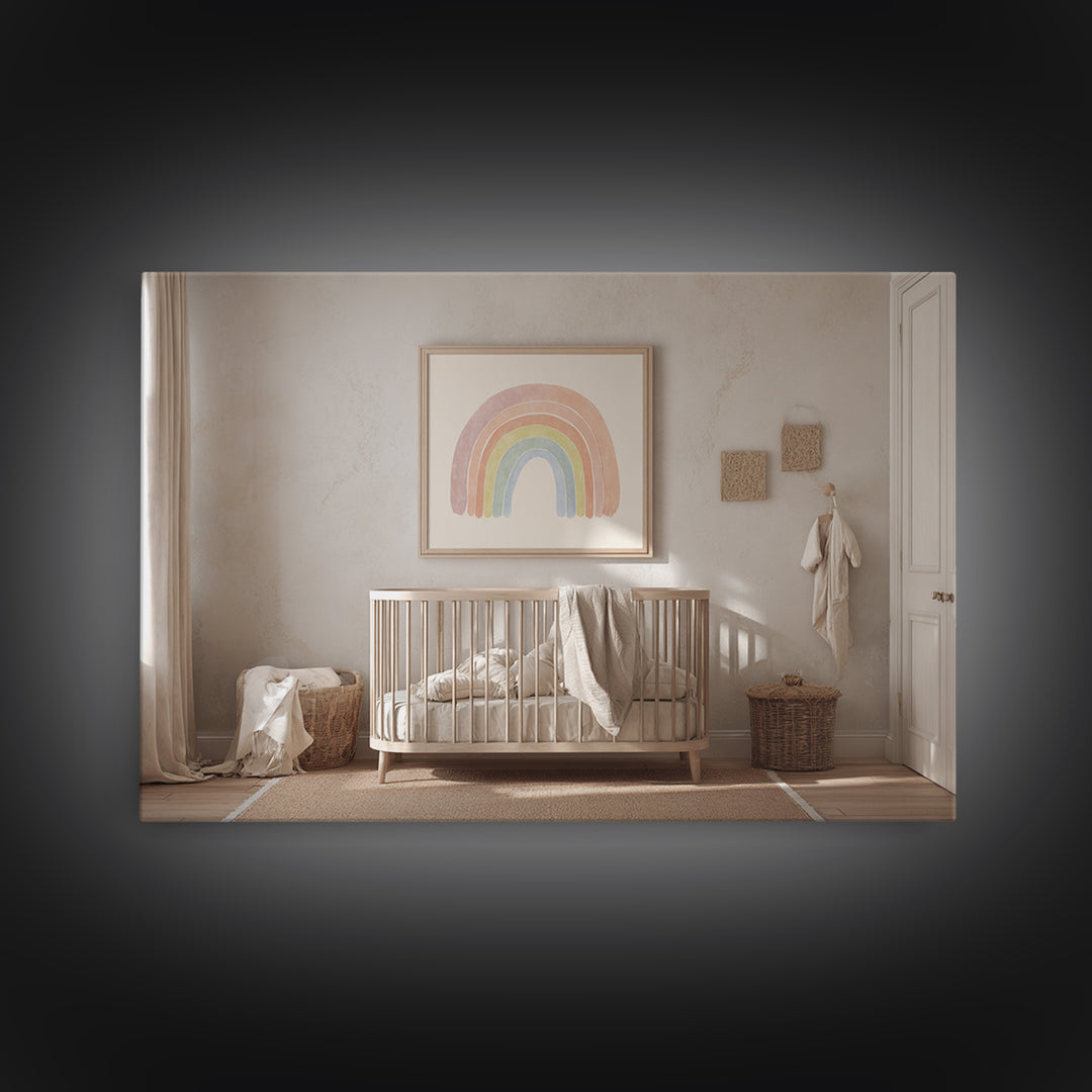 Rainbow Arch with Muted Nursery Colors Canvas Print, Nursery Art, Wall Art, Nursery Decor, Fine Art, Nursery, Nursery Prints, NUR-3x2-83
