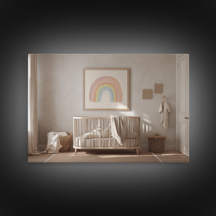 Rainbow Arch with Muted Nursery Colors Canvas Print, Nursery Art, Wall Art, Nursery Decor, Fine Art, Nursery, Nursery Prints, NUR-3x2-83